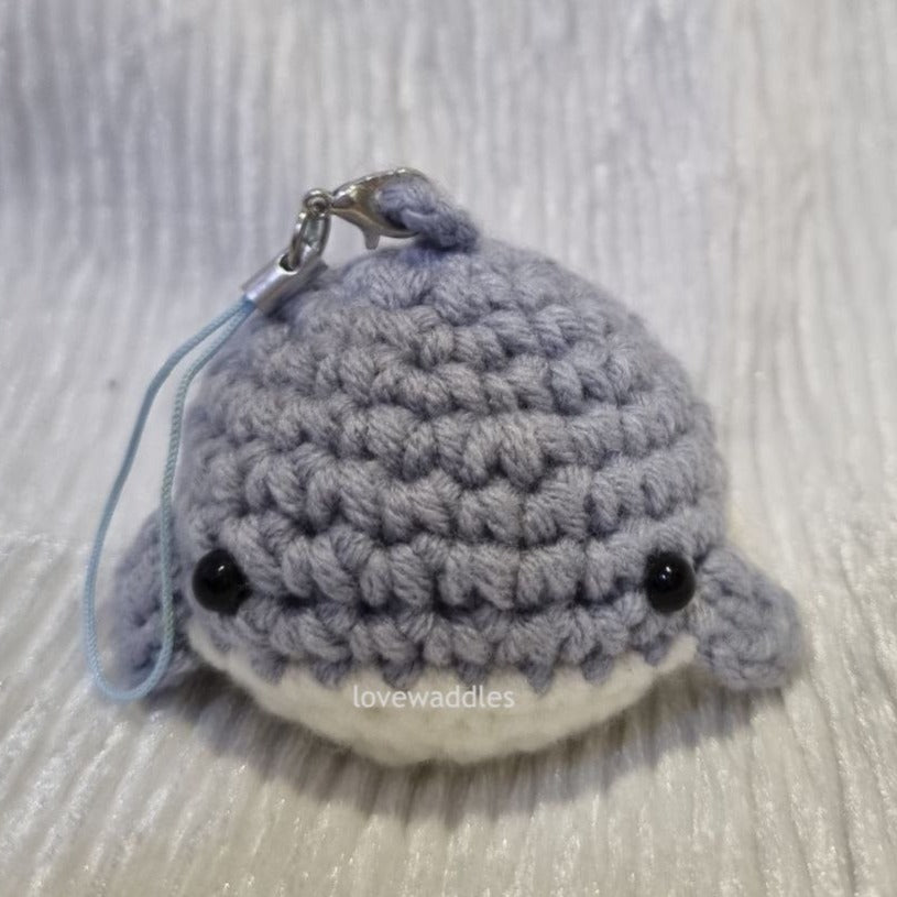 Grey whale crochet front view. 